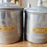 Series of 5 tin spice pots