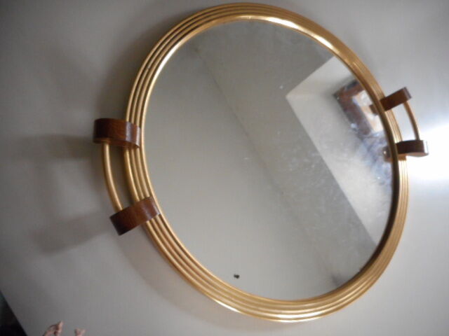 Wood and brass mirror tray 1940'