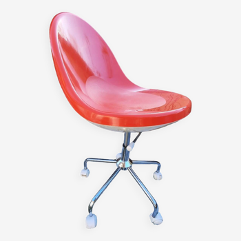 Office chair on wheels Armet Greta Orange white retro style