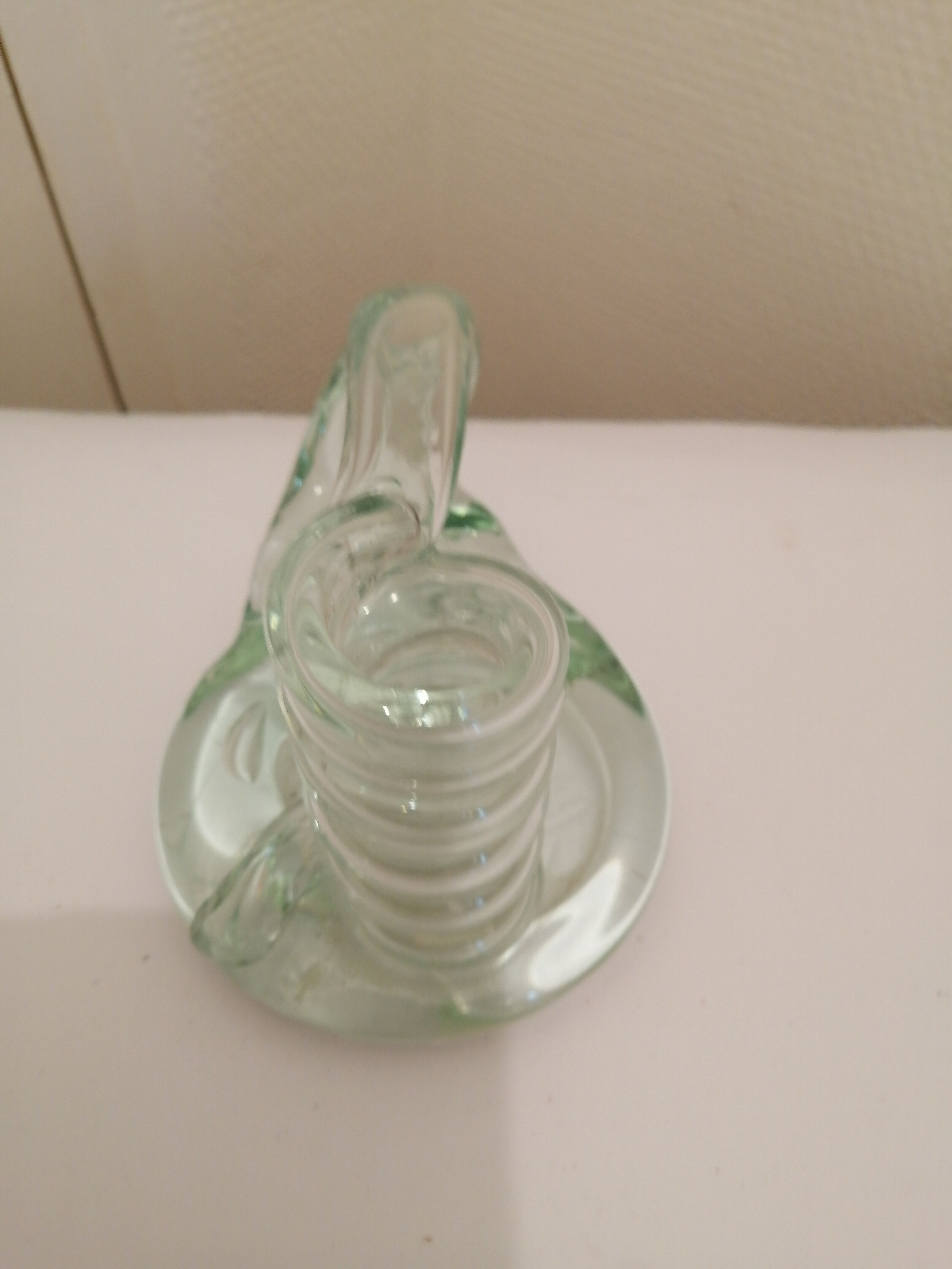 Transparent blown glass candle holder