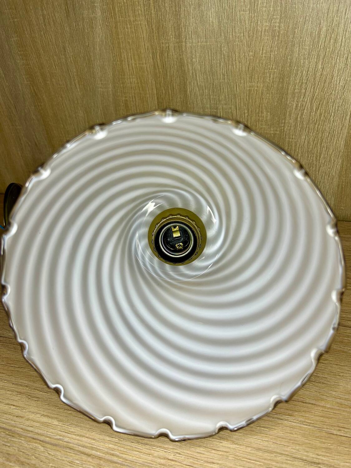 Lampe Suspension Murano Verre Blanc Et Caramel