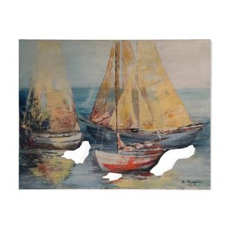 Oil on canvas marine signed