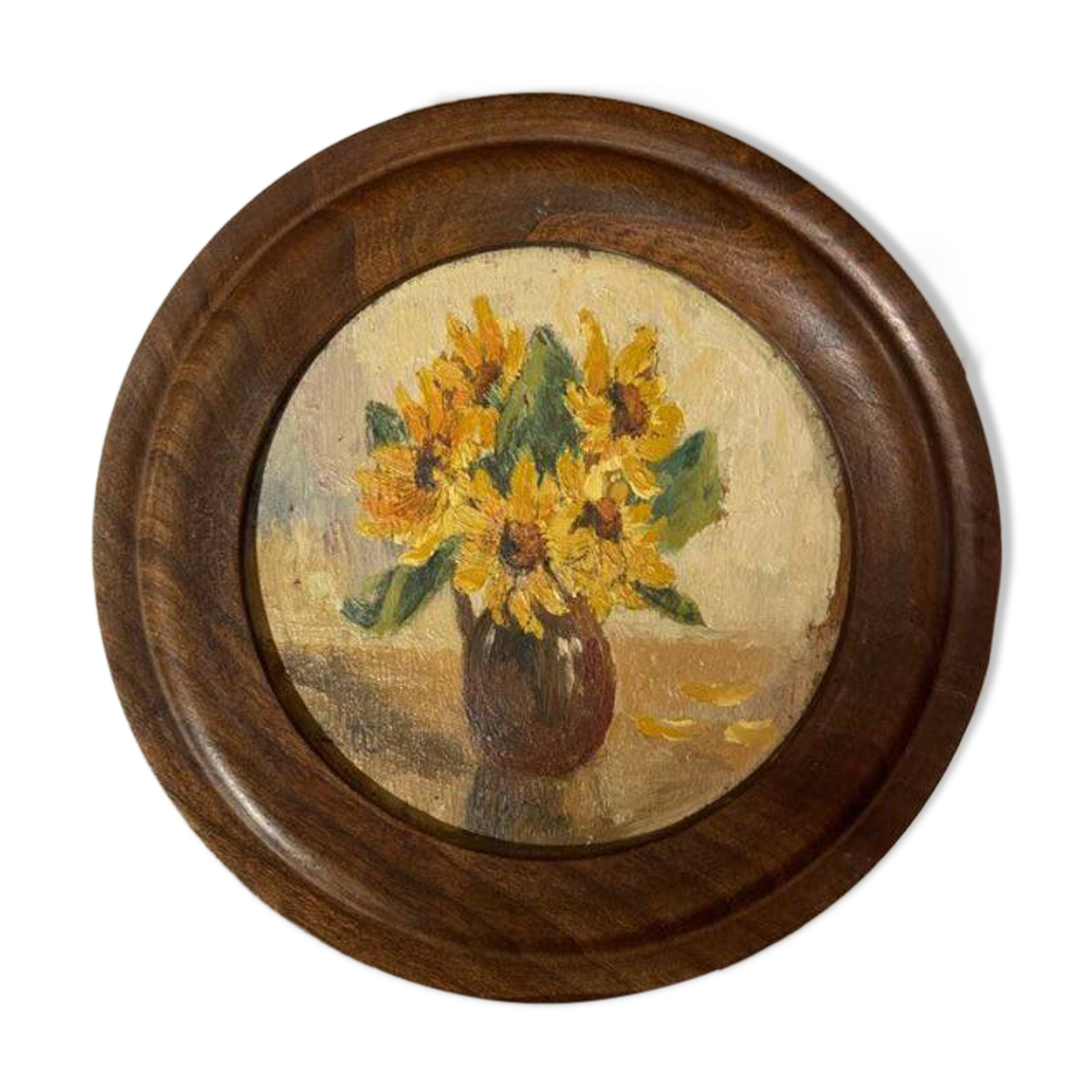 Oil on panel miniature sunflowers
