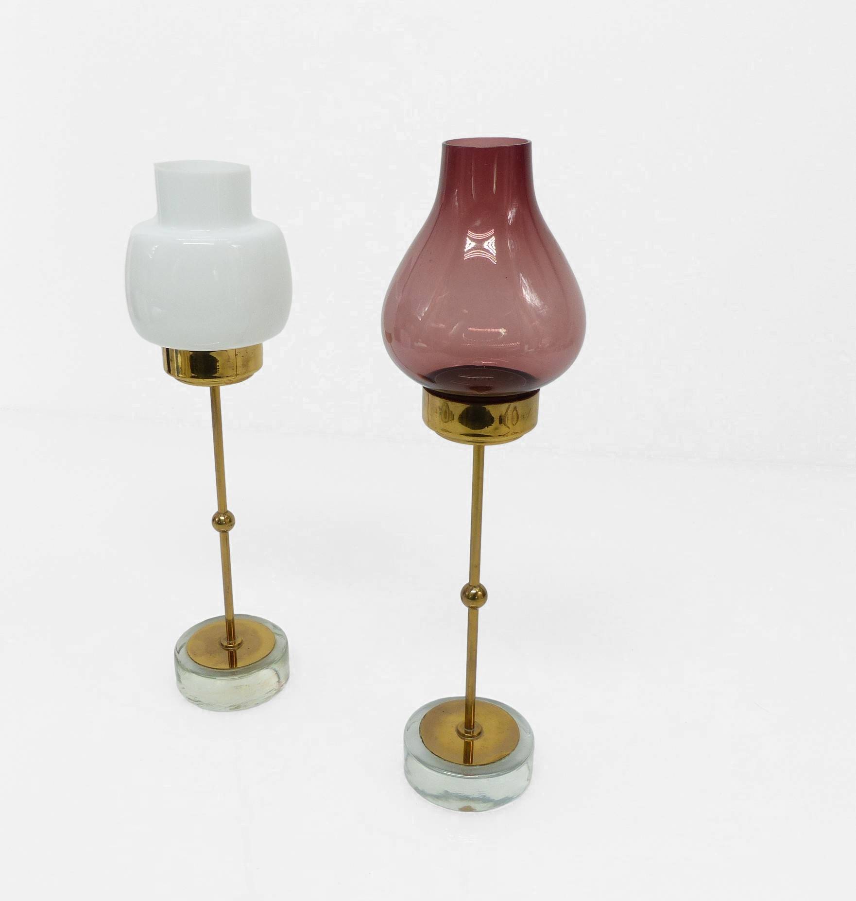 Pair of Scandinavian tealight holders Gunnar Ander for Ystad Metall, Sweden 1950