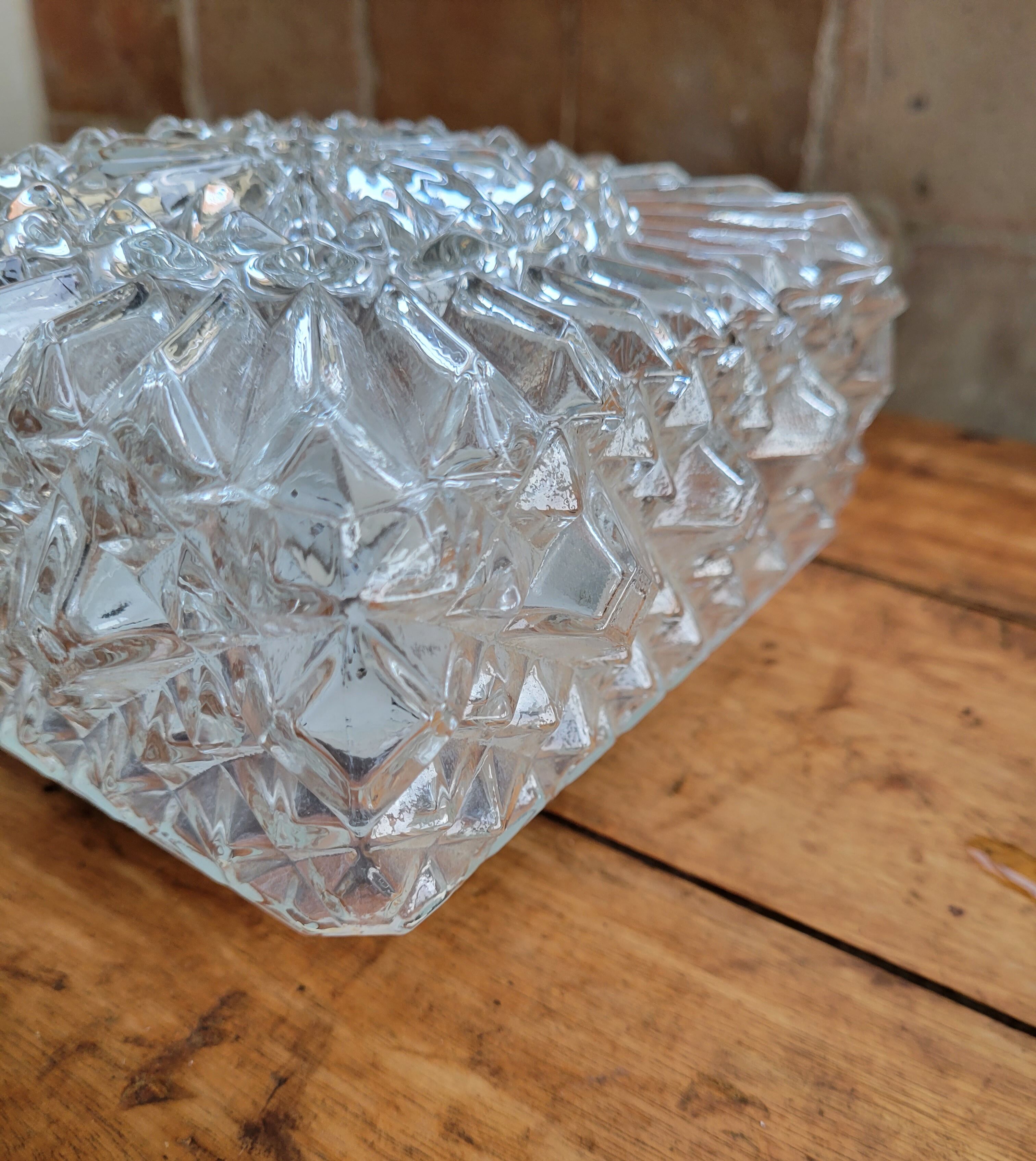 Square cast glass ceiling lamp