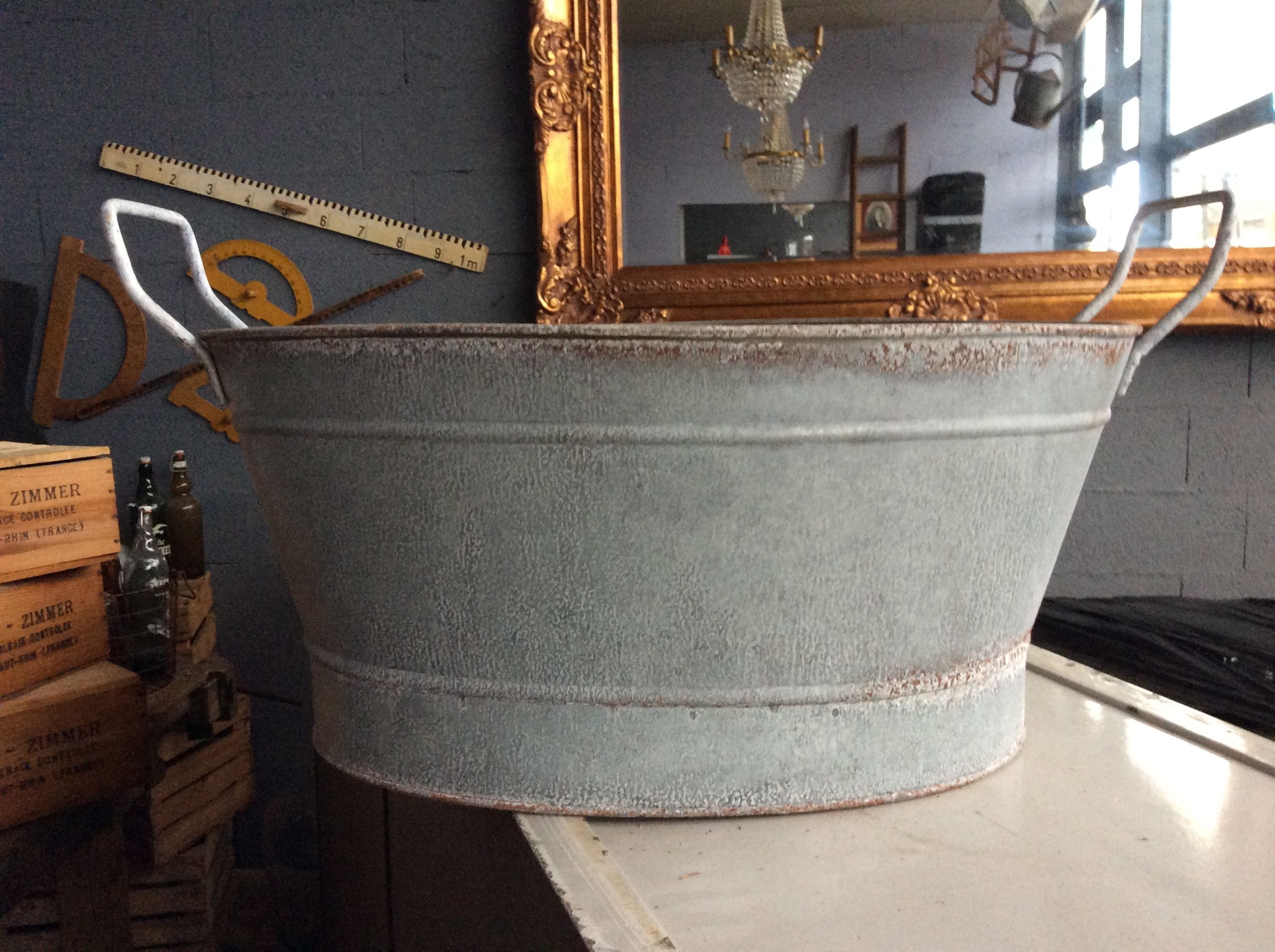 bassine en zinc Zinc Oval Basin Tub Bucket