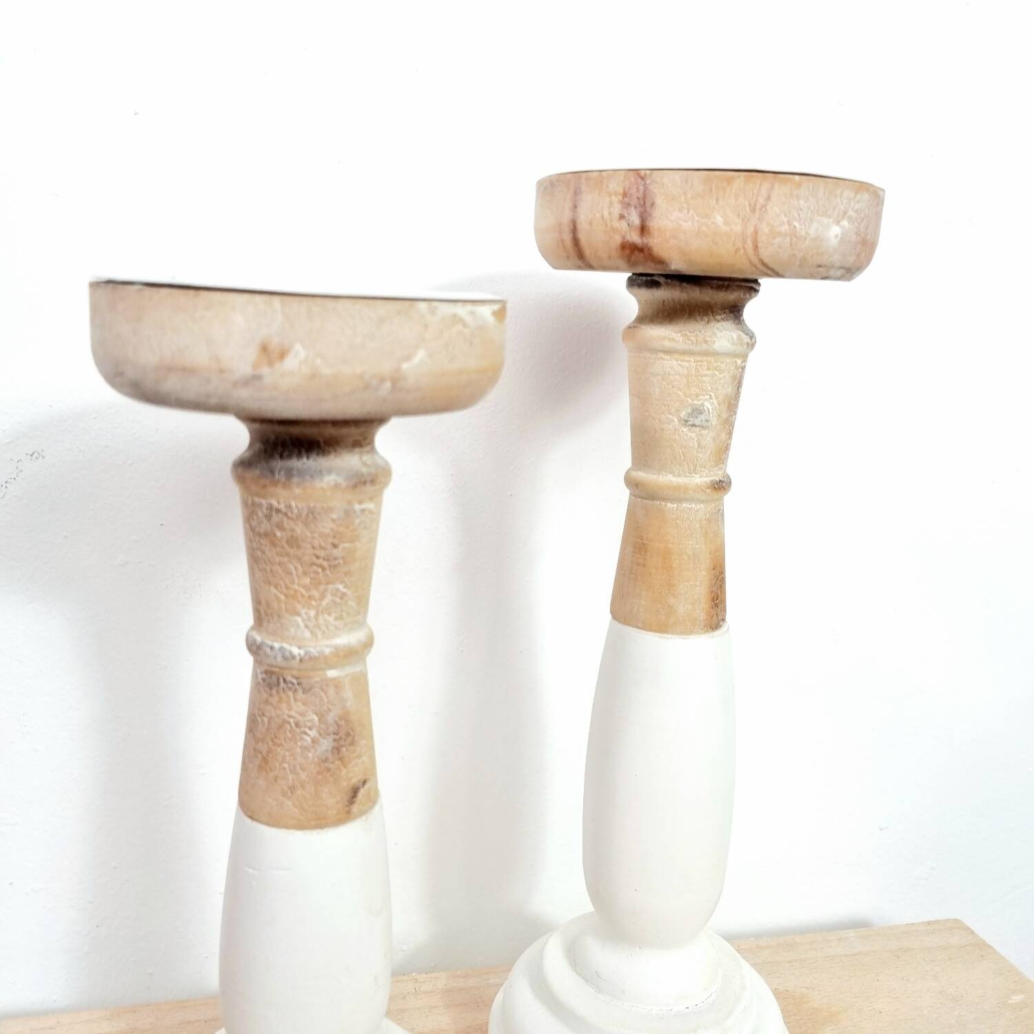 Painted wooden candlesticks