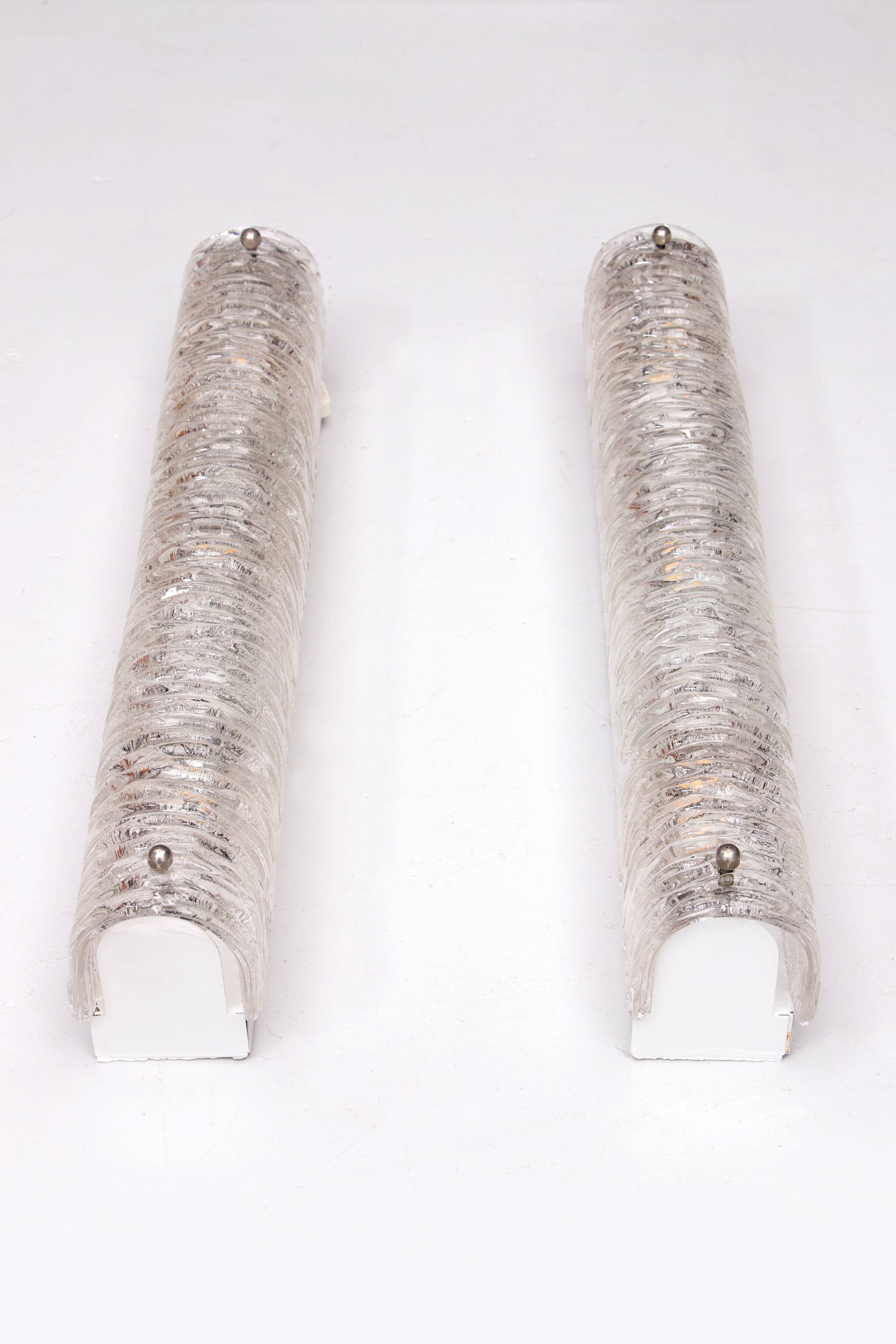 Set Elongated wall lamps by Honsel Leuchten with bubble glass, 1960