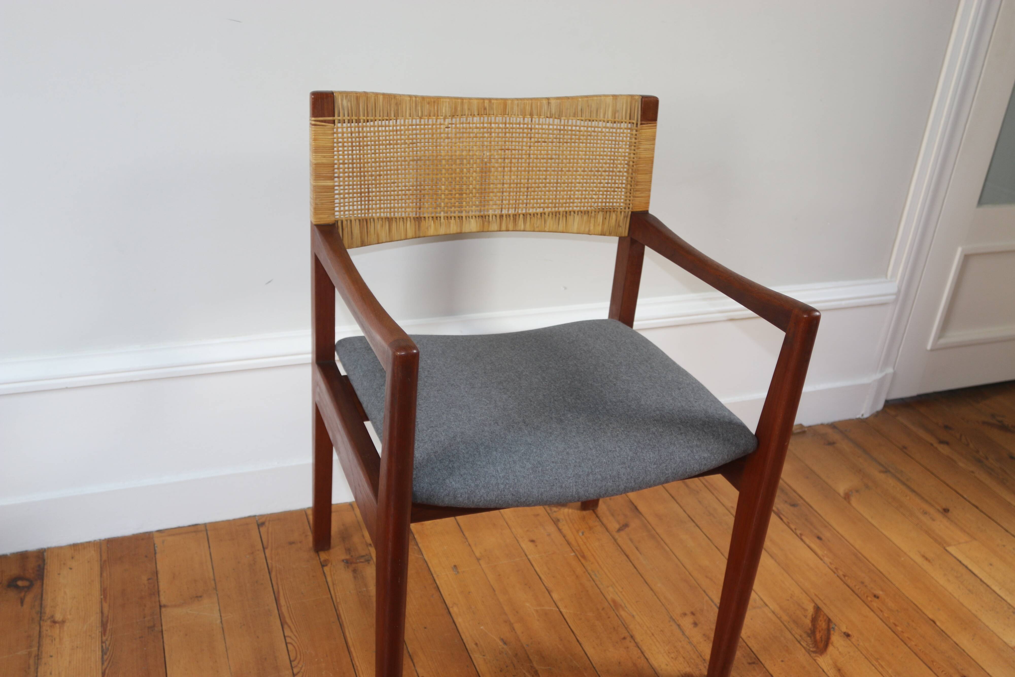 Fauteuil scandinave en teck et rotin, 1960