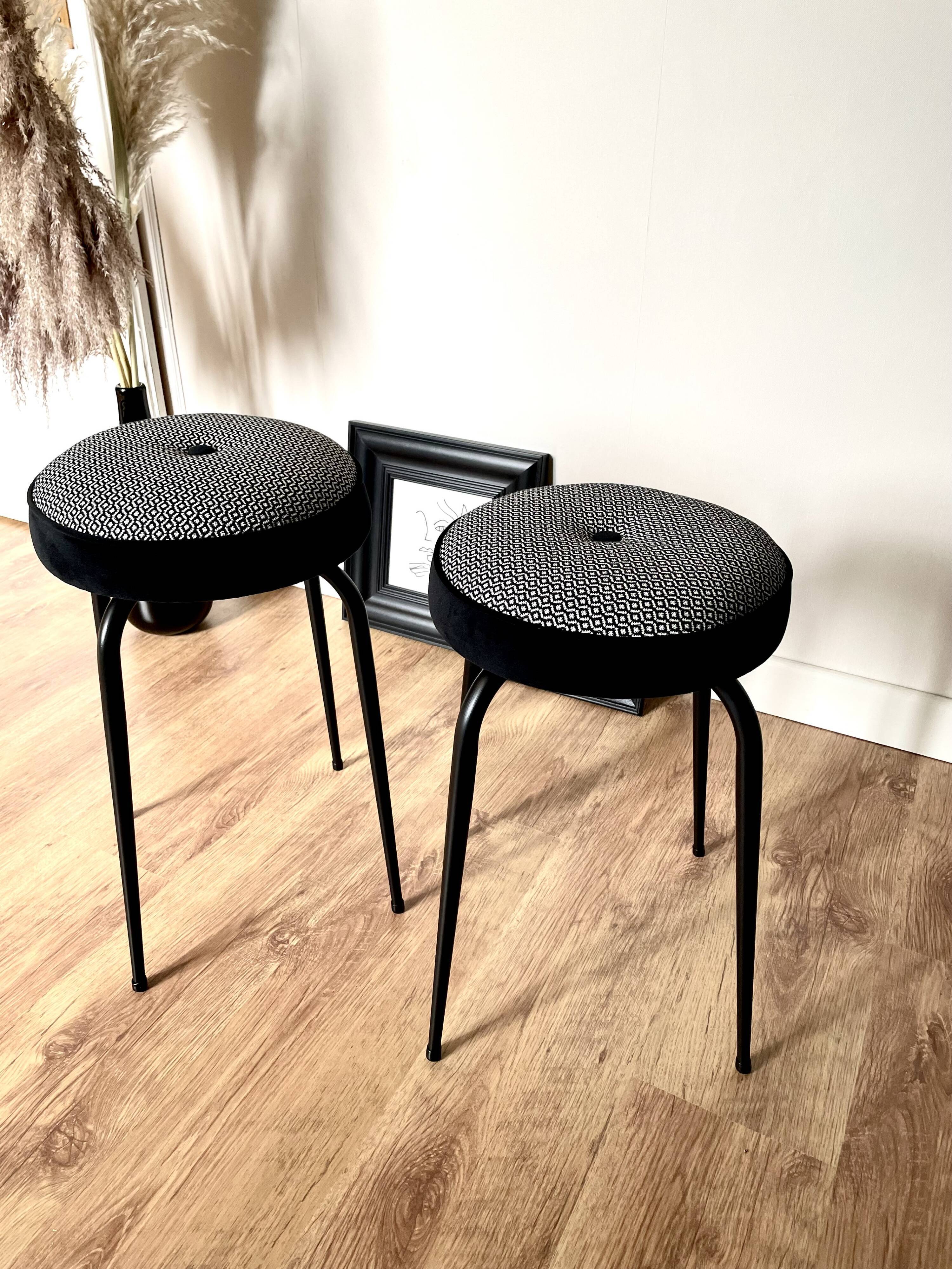 Black and white stools