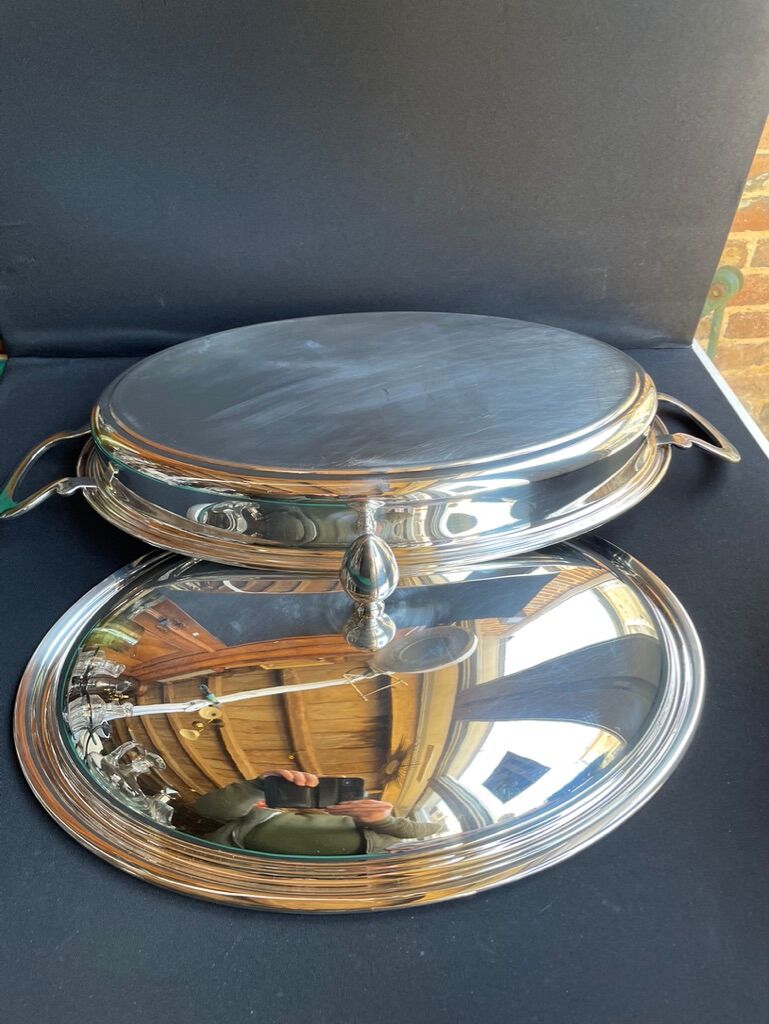 Rino Greggio - OLRI and Pyrex - Large serving dish - Modern - Silver metal, Glass