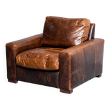 Brown leather armchair 1990s vintage modernism