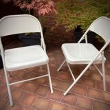 Duo de chaises pliantes en acier années 1980