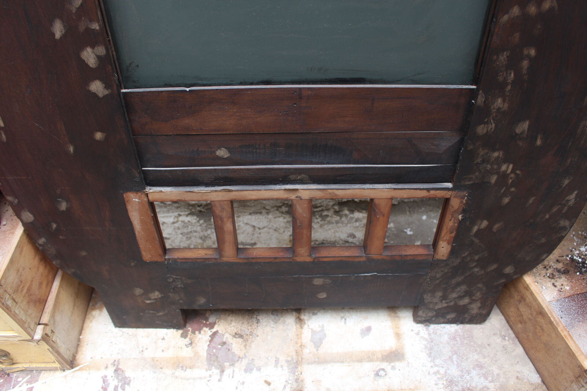 Art nouveau entrance cherry tree wood coat rack with mirror 1890s