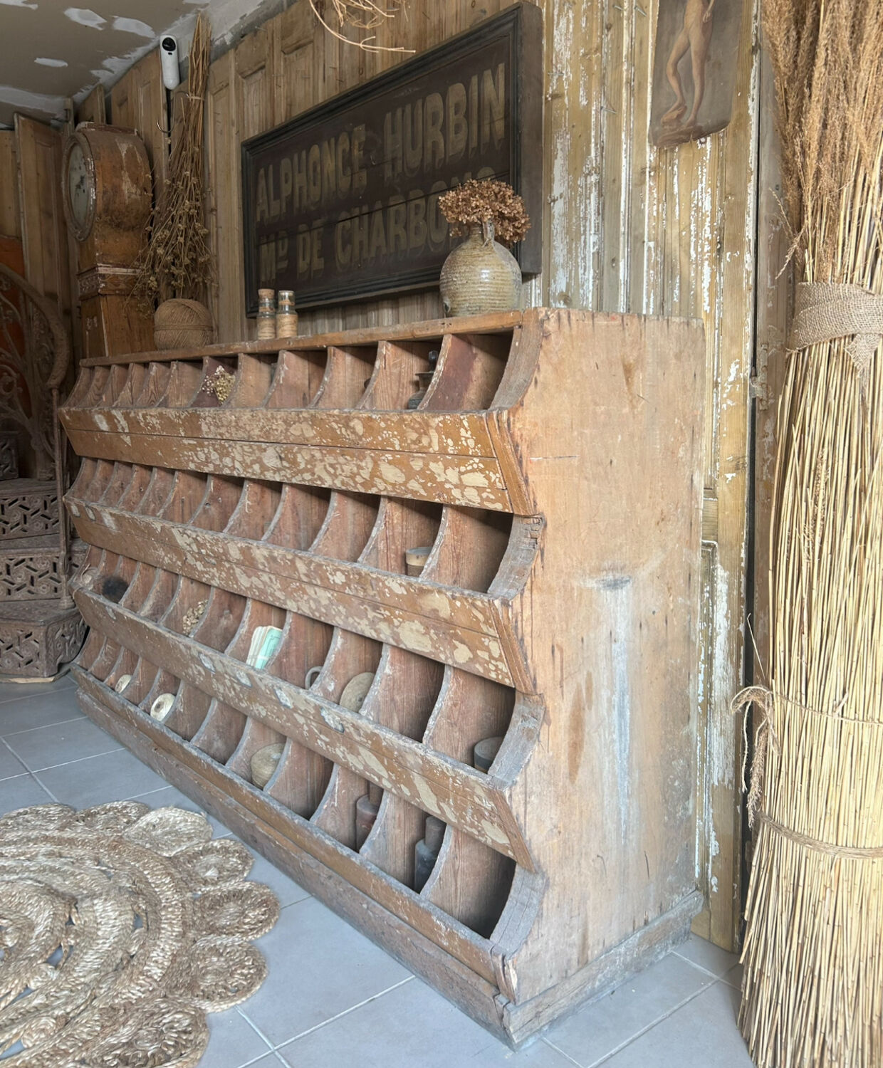 Antique seed cabinet with compartments