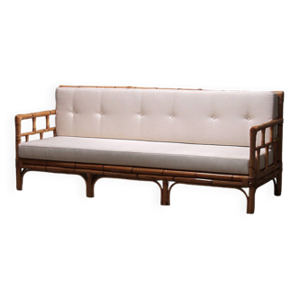Vintage Italian Bamboo Sofa with Cushions from the 1970s