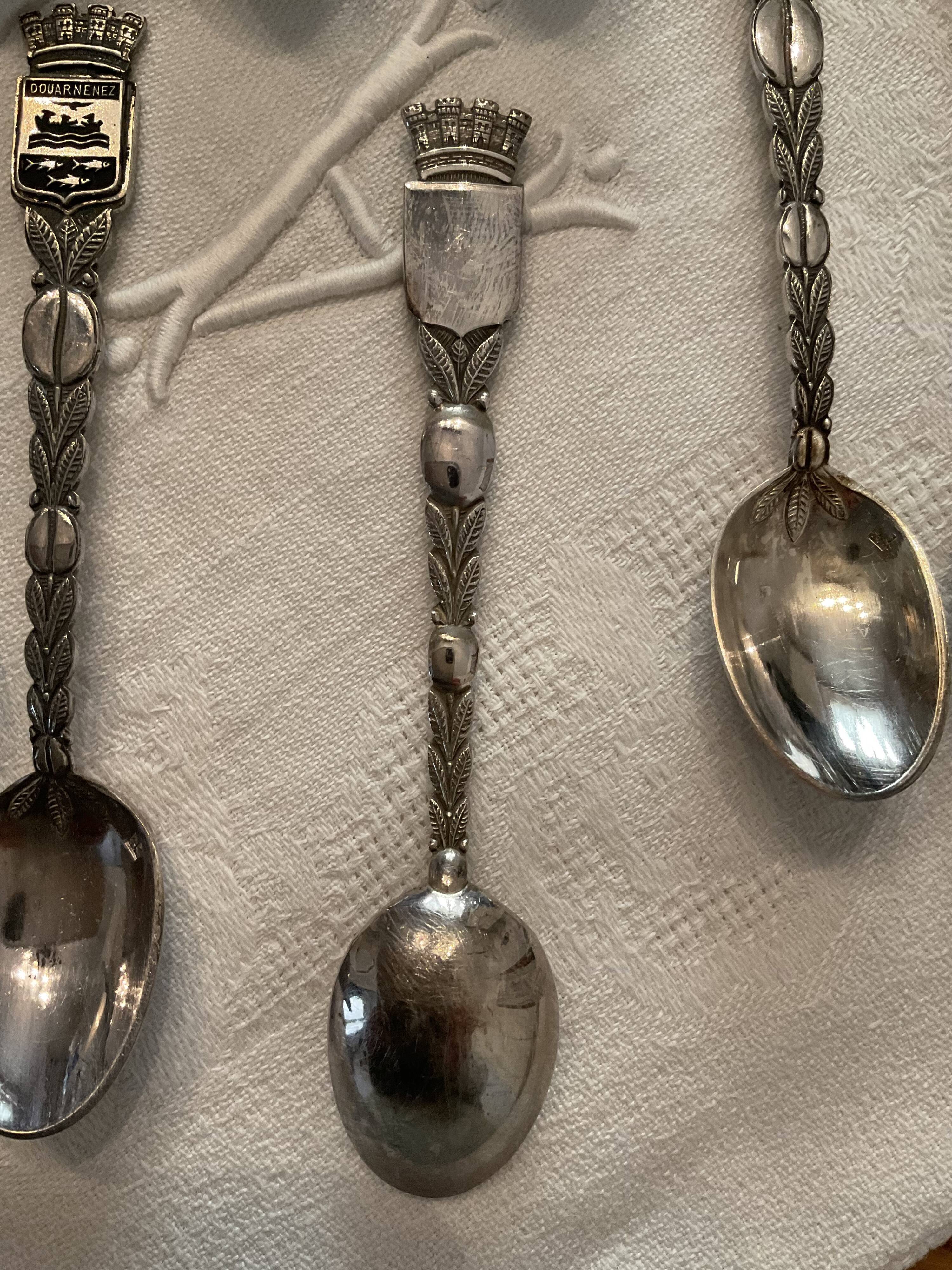 12 spoons, silver metal, douarnenez