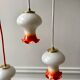 Set of 4 suspensions tulips in opaline orange gradient thread orange and white 70s