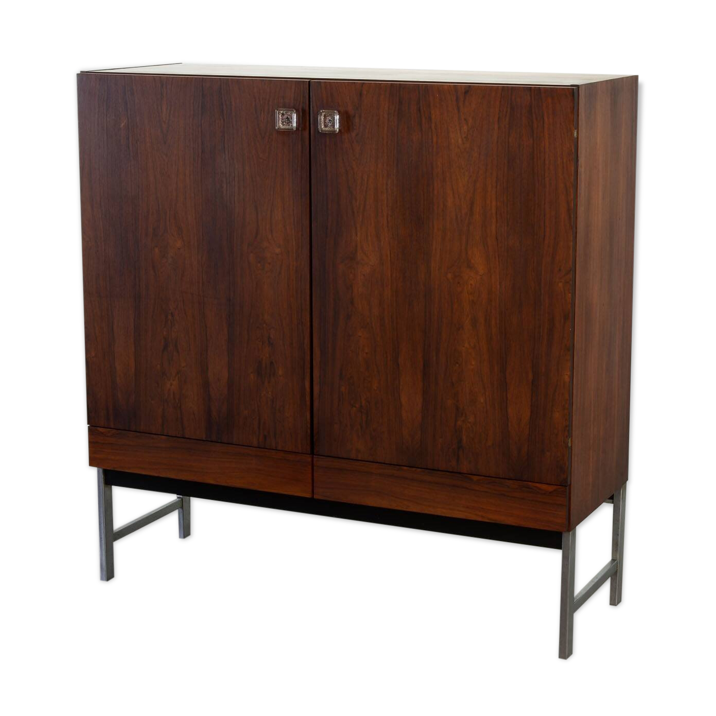 Fristho Franeker Vintage Design Rosewood Cabinet with Glass Handgrips 60s
