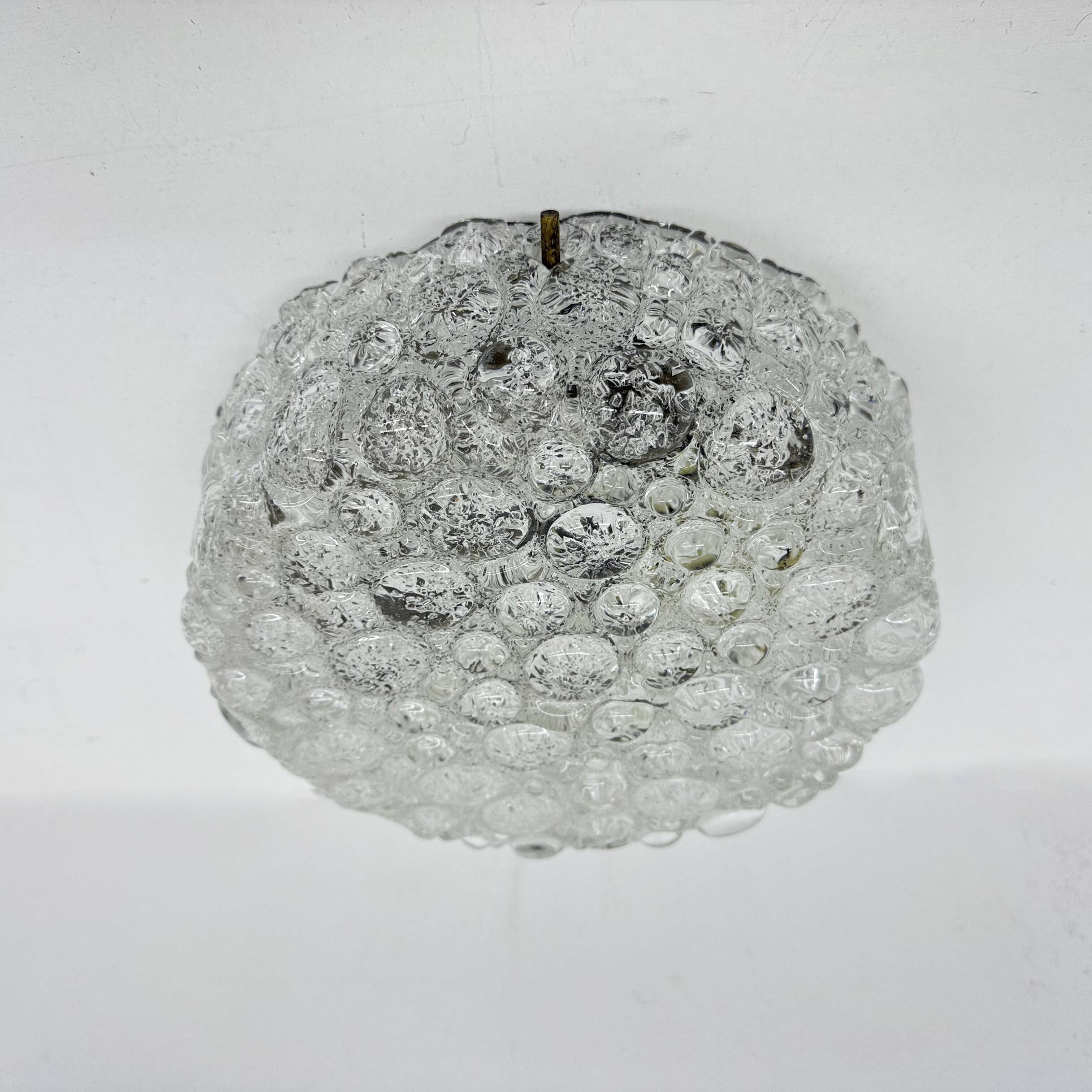 Lampe de plafond en verre Murano à bulles Hillebrand, années 1970, Allemagne