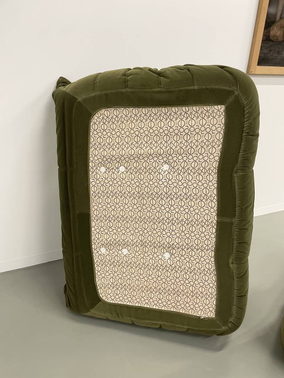 Vintage 2 and 3 seater green velvet togo set