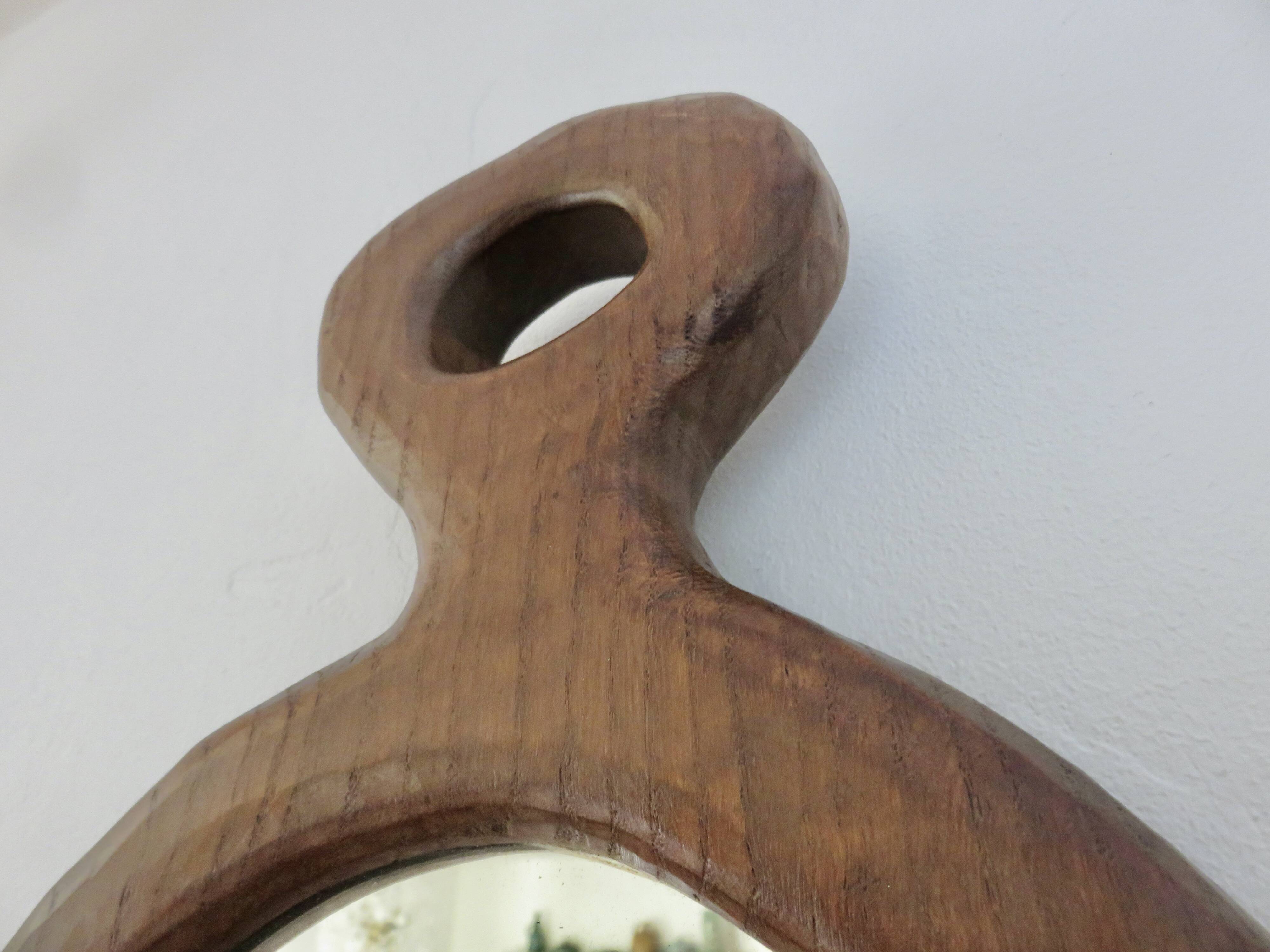 Solid wood mirror carved with a chisel, free form, 1960s.