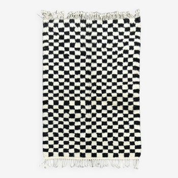 New black and white checkered Berber rug 150x250 cm