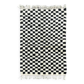 New black and white checkered Berber rug 150x250 cm
