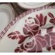 Set of 7 flat ceramic plates Badonviller Red floral decoration