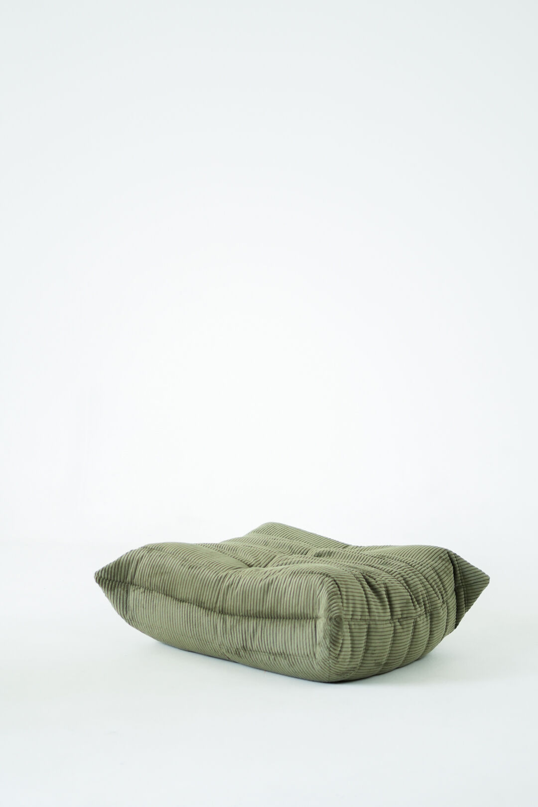 Togo Armchair and Pouf in Khaki wide Corduroy