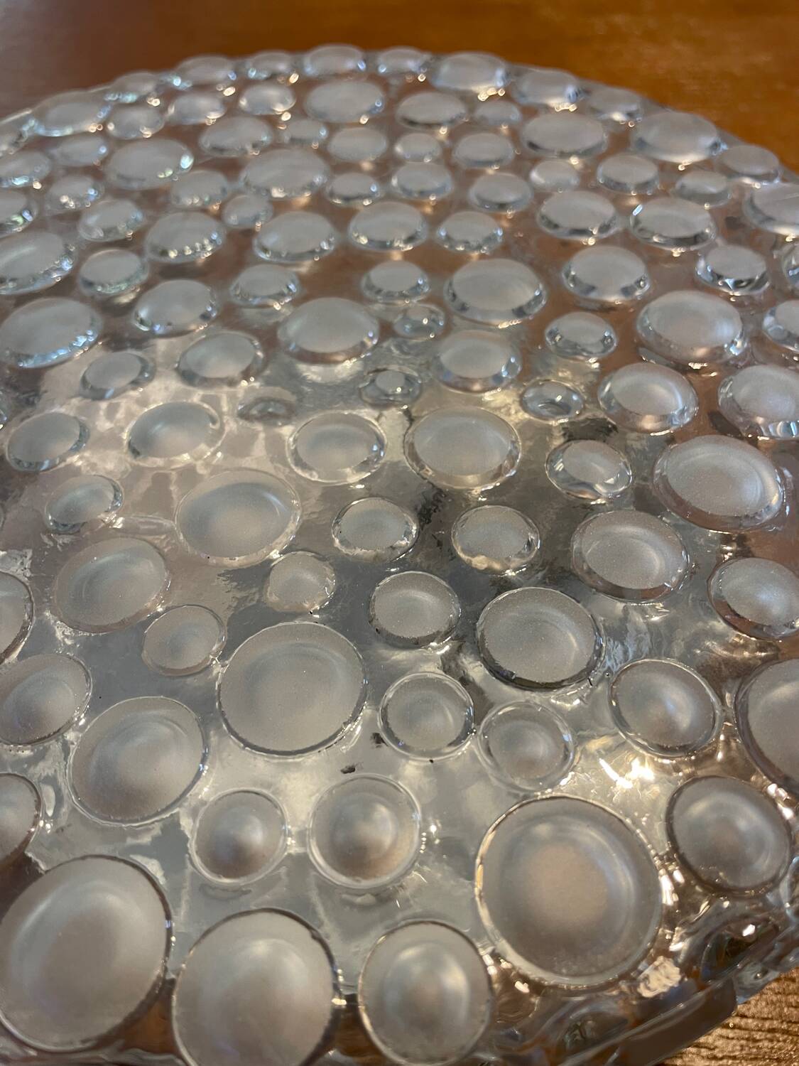 Vintage pressed glass ceiling light from the 1970s