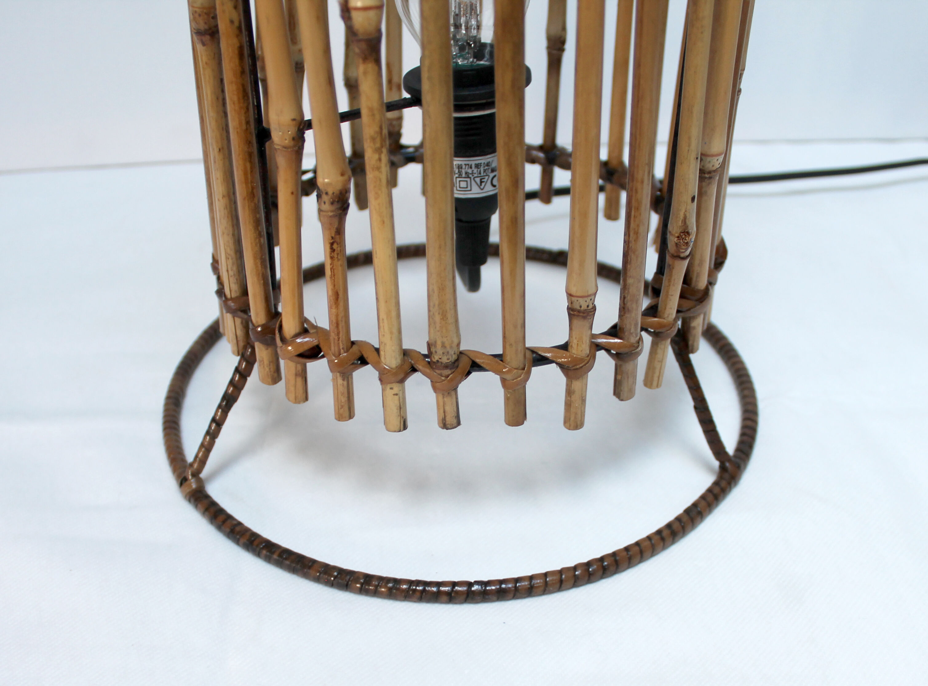 Wicker and bamboo lamp 60s