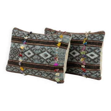 Set of 2 vintage kilim cushion covers 38x61 cm