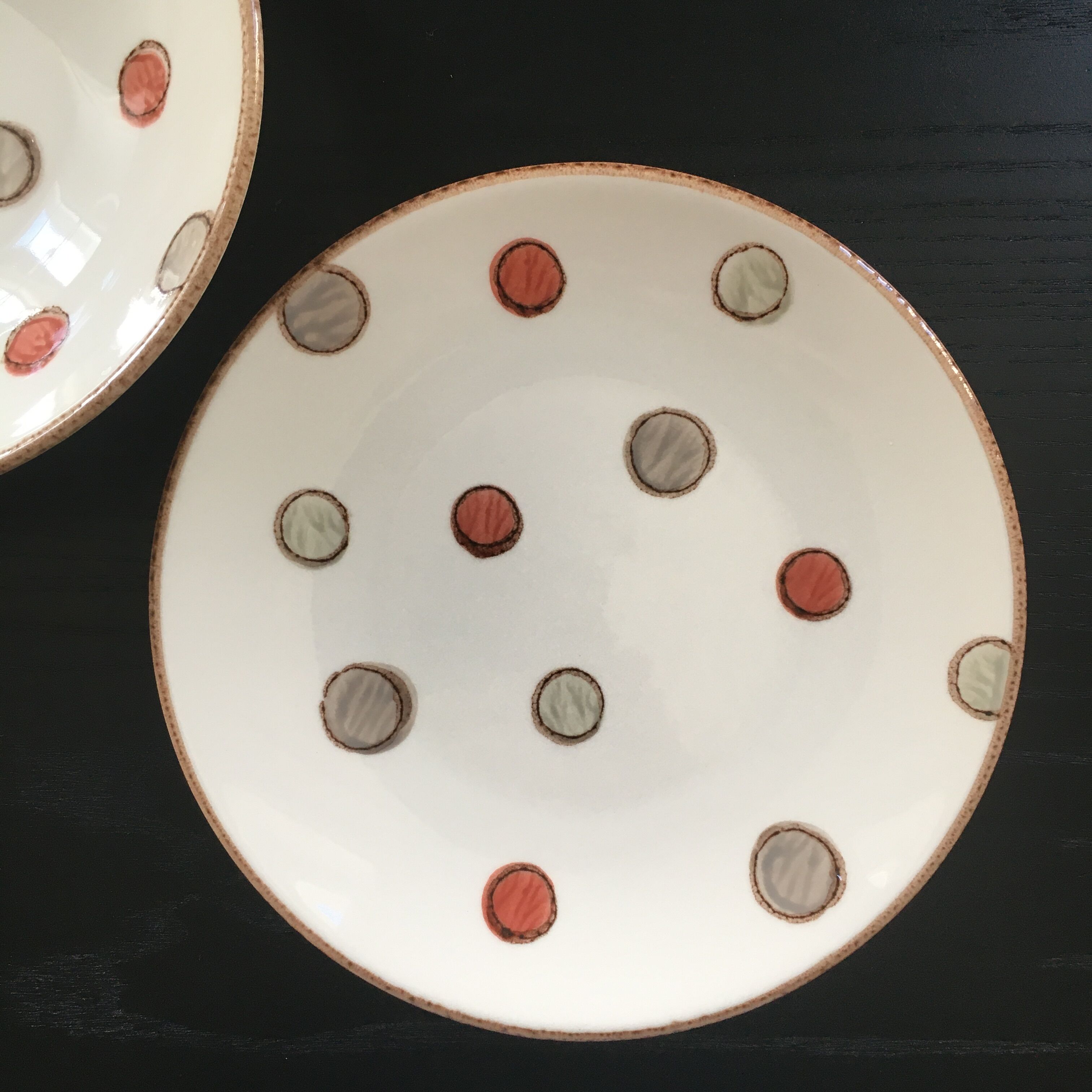 Set of 2 polka dot decor plates