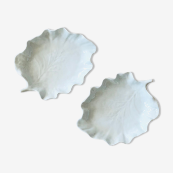 Paire de raviers feuilles en porcelaine de Limoges