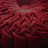Coussin rond velours rouge foncé rosace tressé vintage