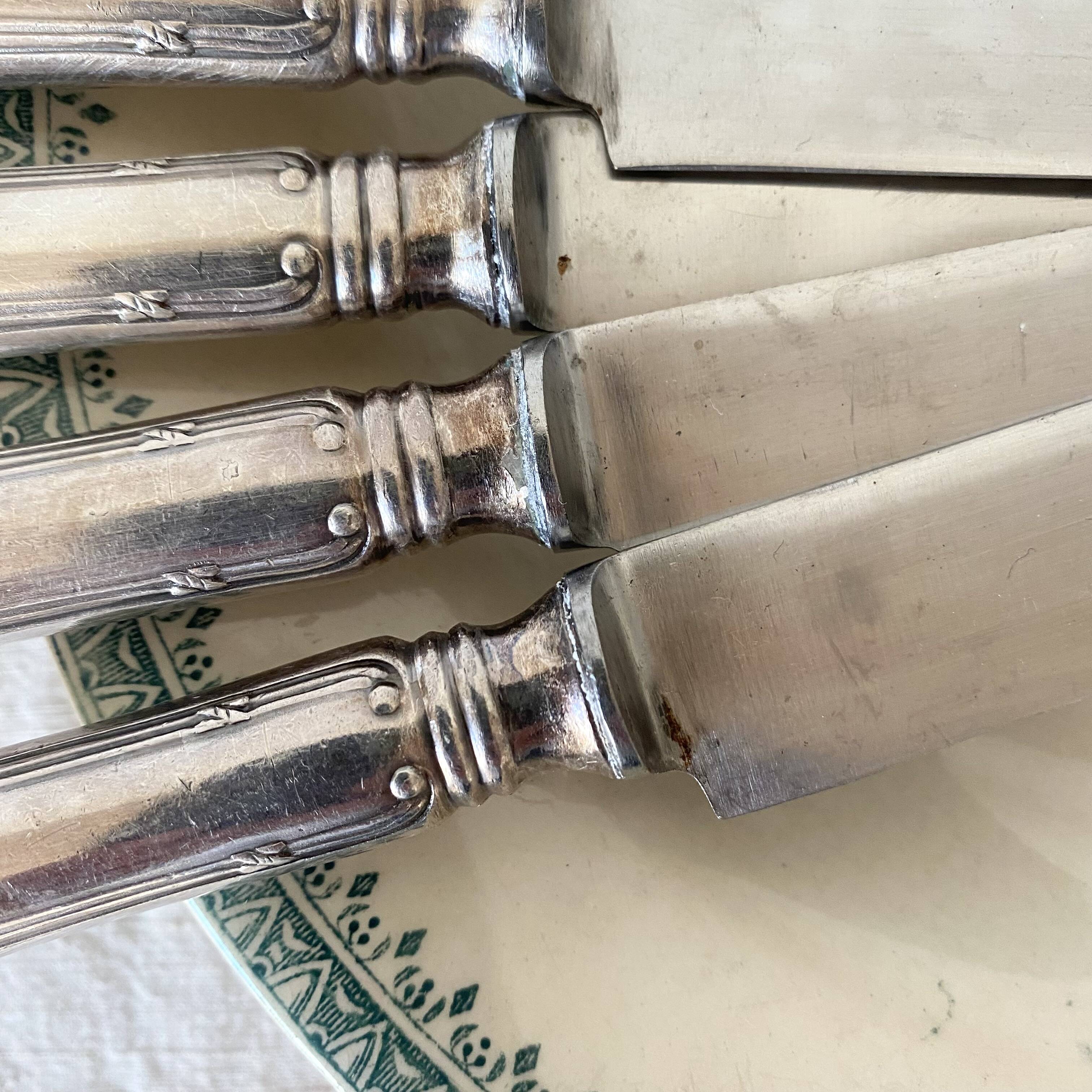 Silver round knives with stainless steel blades