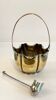 silver metal sugar bowl with gold patina