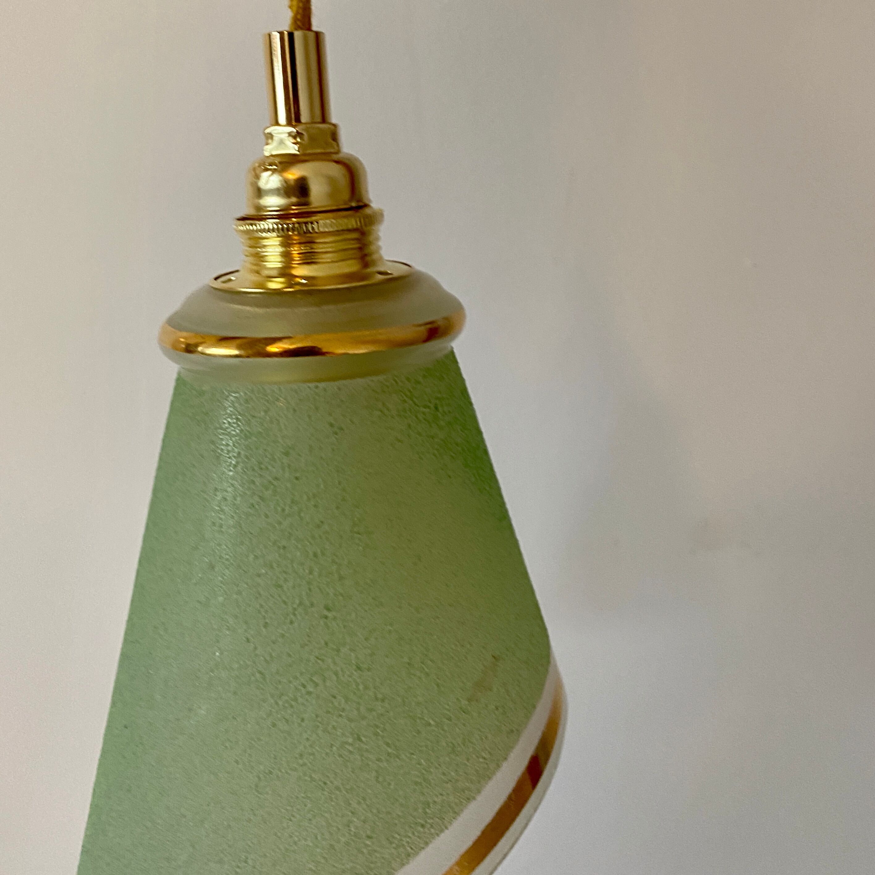 Vintage tulip walkman in green sandblasted glass