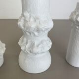 Set of 3 Original OP Art Biscuit Porcelain Vases by AK Kaiser, Germany, 1970s
