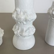 Set of 3 Original OP Art Biscuit Porcelain Vases by AK Kaiser, Germany, 1970s