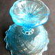Wooden cup blue gridded glass: Vallérysthal or Portieux