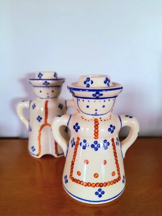 Pair of Polish ceramic candlesticks
