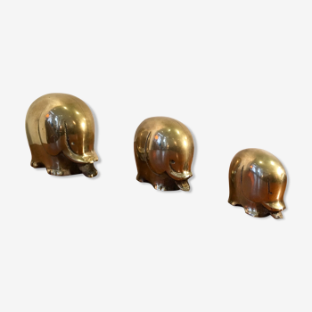 Vintage brass elephants