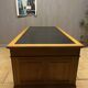 Large Desk "Banque De France" Oak and Leather Box Dish