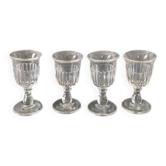 Vintage set of 4 hollow-ribbed tulip liqueur glasses