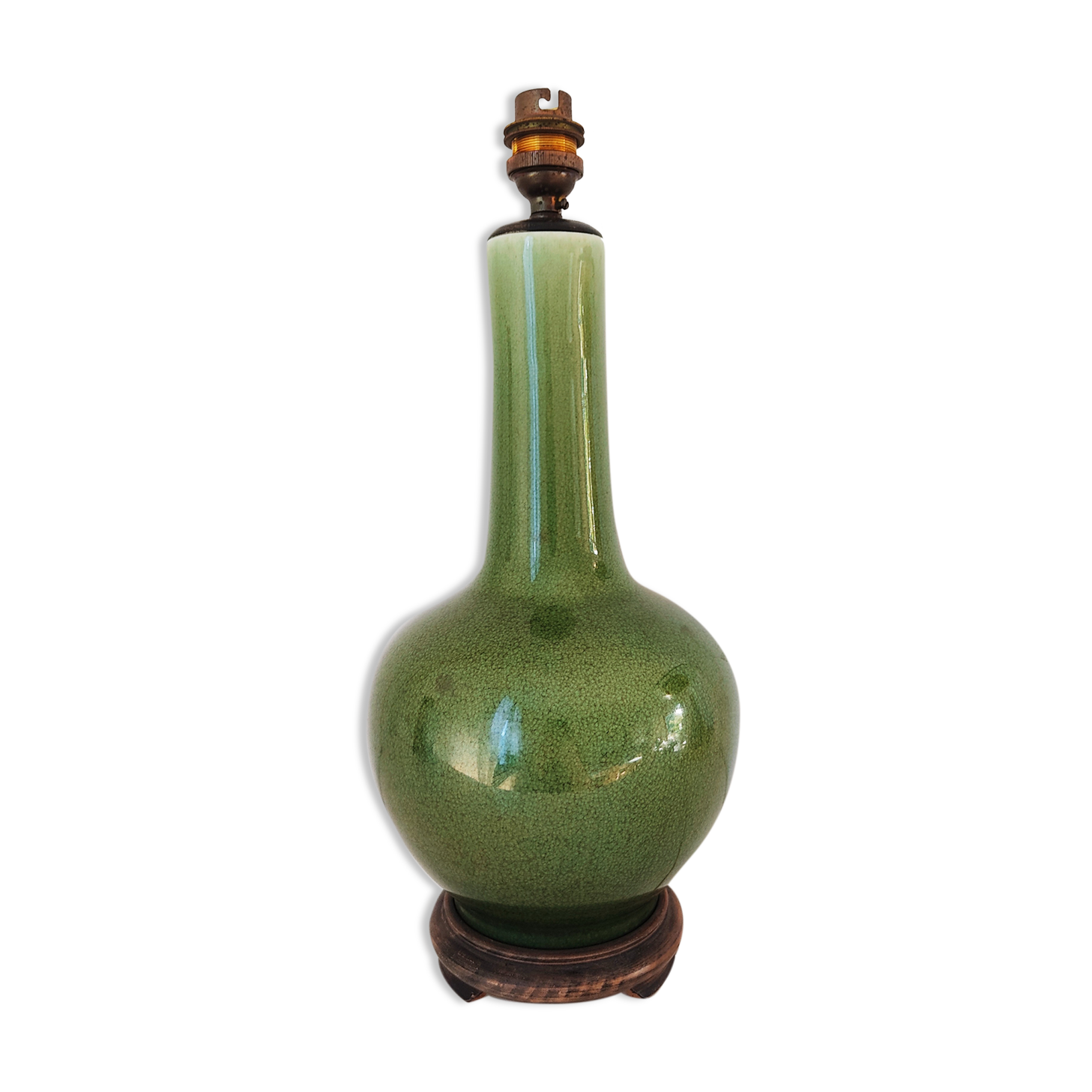 Green ceramic lamp foot