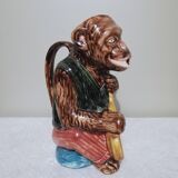 Monkey Musician Barbotine Pitcher