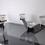 Pair of Peill & Putzler candlesticks, glass and metal, Germany, 1970