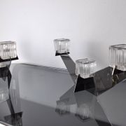Pair of Peill & Putzler candlesticks, glass and metal, Germany, 1970